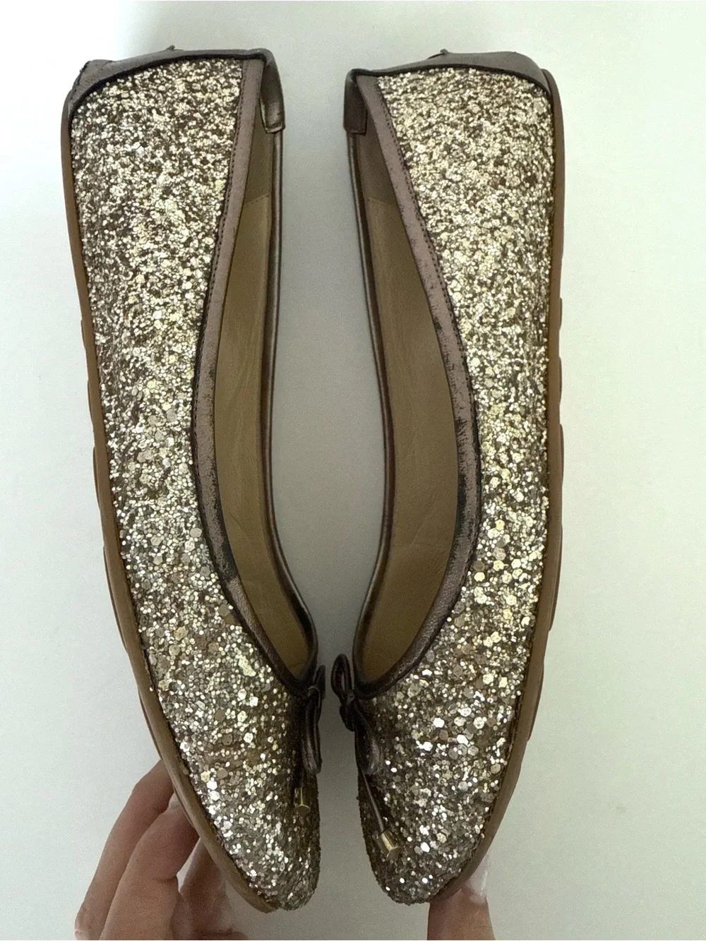 Jimmy Choo Women's Glitter Ballet Flats in Gold